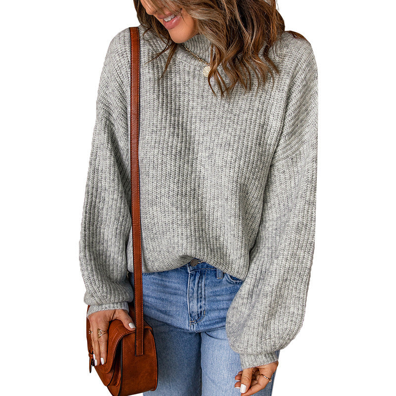 Damen Übergroßer Pullover mit strukturiertem Muster und hochgeschlossenen Ausschnitt Stalluxe