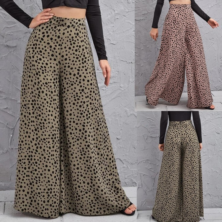 Damen Weit geschnittene Palazzo-Hose mit gepunktetem Design Stalluxe