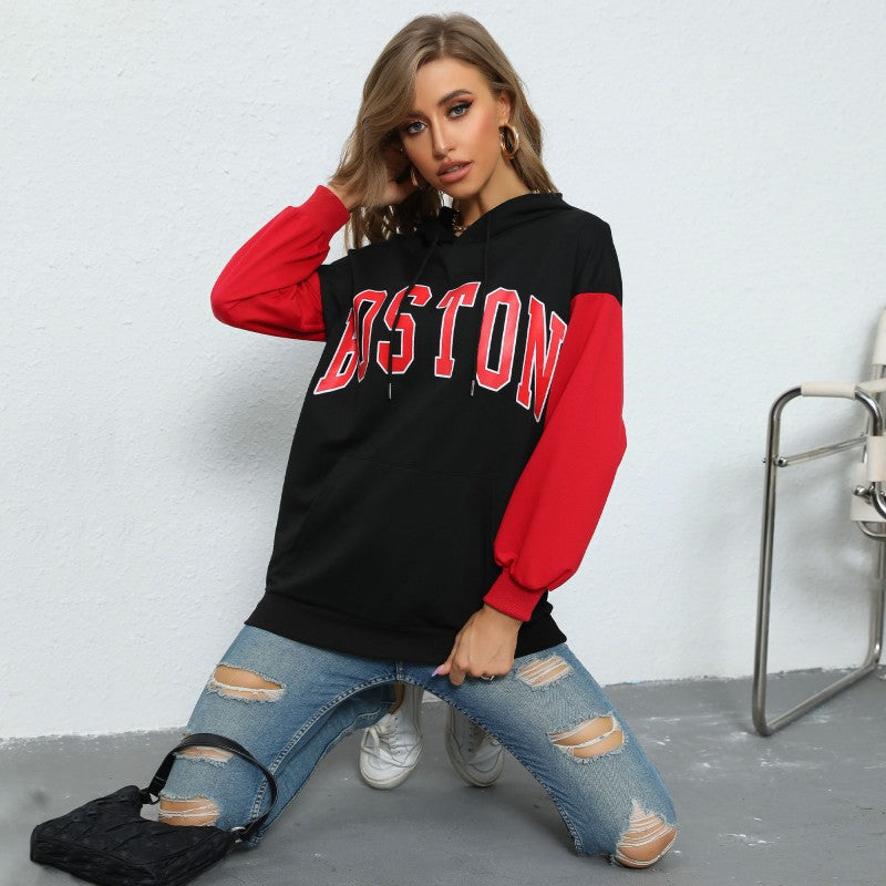 Damen Hoodie-Kleid mit farblich abgesetzten Ärmeln und lässigem Schnitt Stalluxe