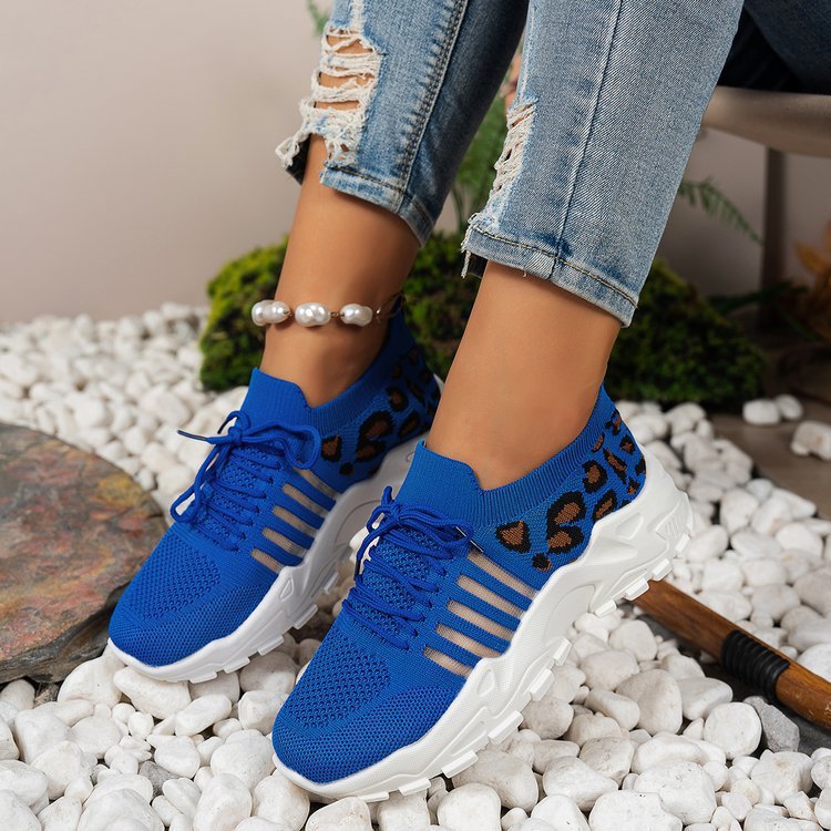 Damen Sportliche Sneaker mit luftiger Mesh-Oberfläche und trendigem Leopardenmuster Stalluxe