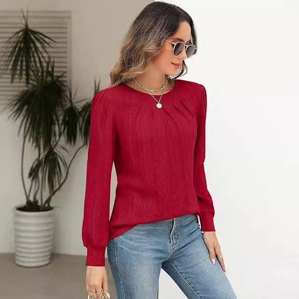 Damen Stylische Bluse mit dekorativem Faltenwurf Stalluxe