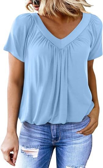 Women's Pleated V-Neck Casual Top Stalluxe