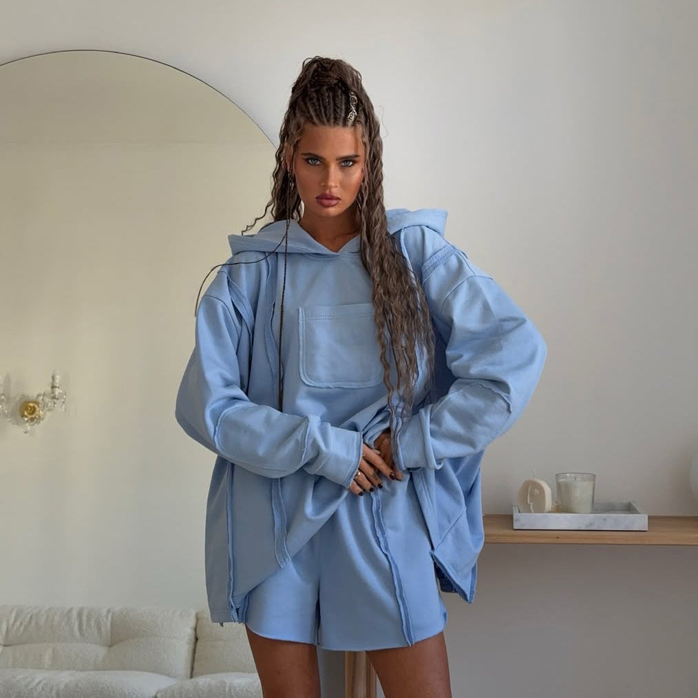 Damen Urbaner Oversized Hoodie und Shorts-Set Stalluxe