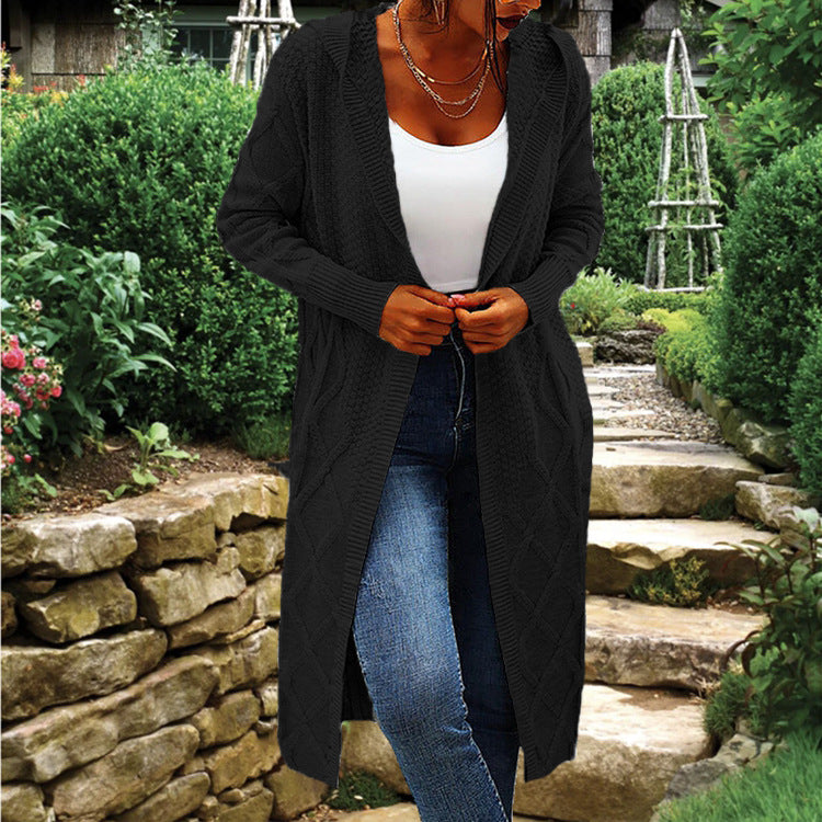 Damen Strickmantel mit gehäkeltem Zopfdesign und offenem Schnitt Stalluxe