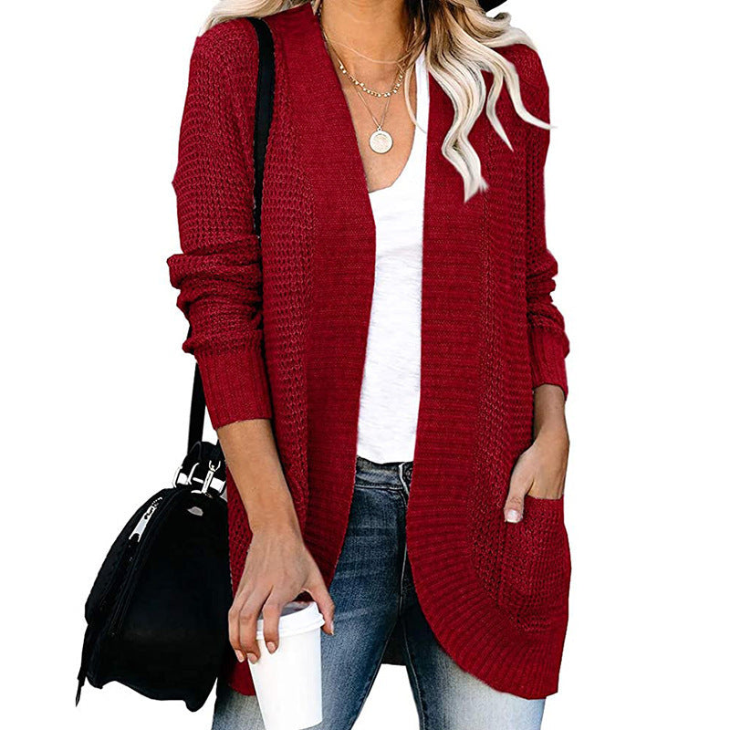 Damen Strickjacke mit modernem Strickmuster und praktischen Taschen Stalluxe