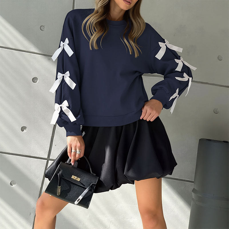 Damen Sweatshirt mit Rüschendetails und Schleifen Stalluxe