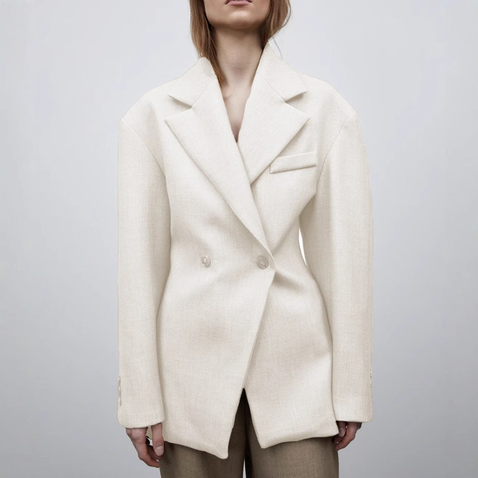 Damen Modischer Oversized Blazer mit doppelter Knopfleiste und strukturiertem Stoff Stalluxe