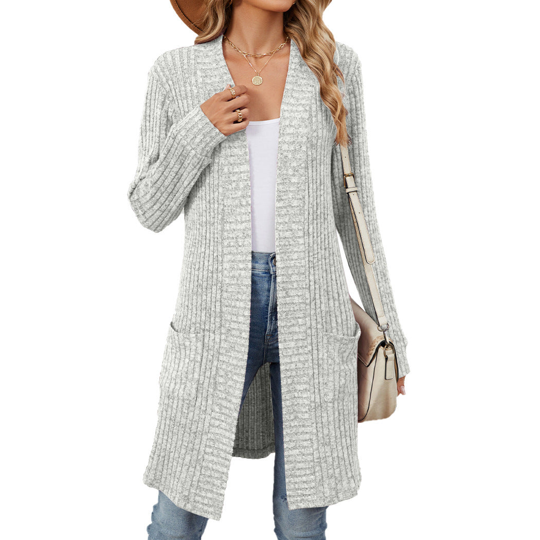 Damen Strickmantel mit praktischen Taschen und modischem Langschnitt Stalluxe