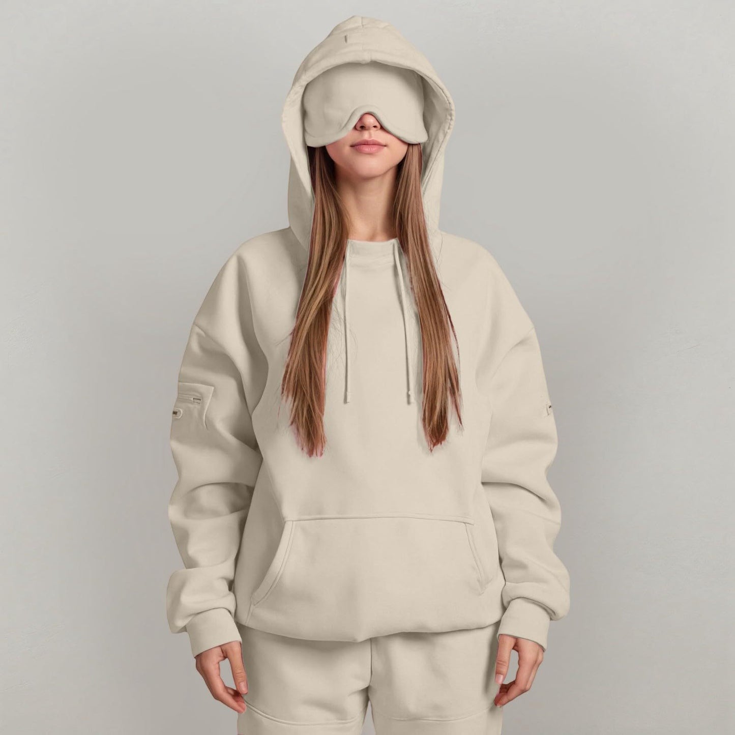 Damen kuscheliger Oversized Hoodie mit integrierter Augenmaske Stalluxe