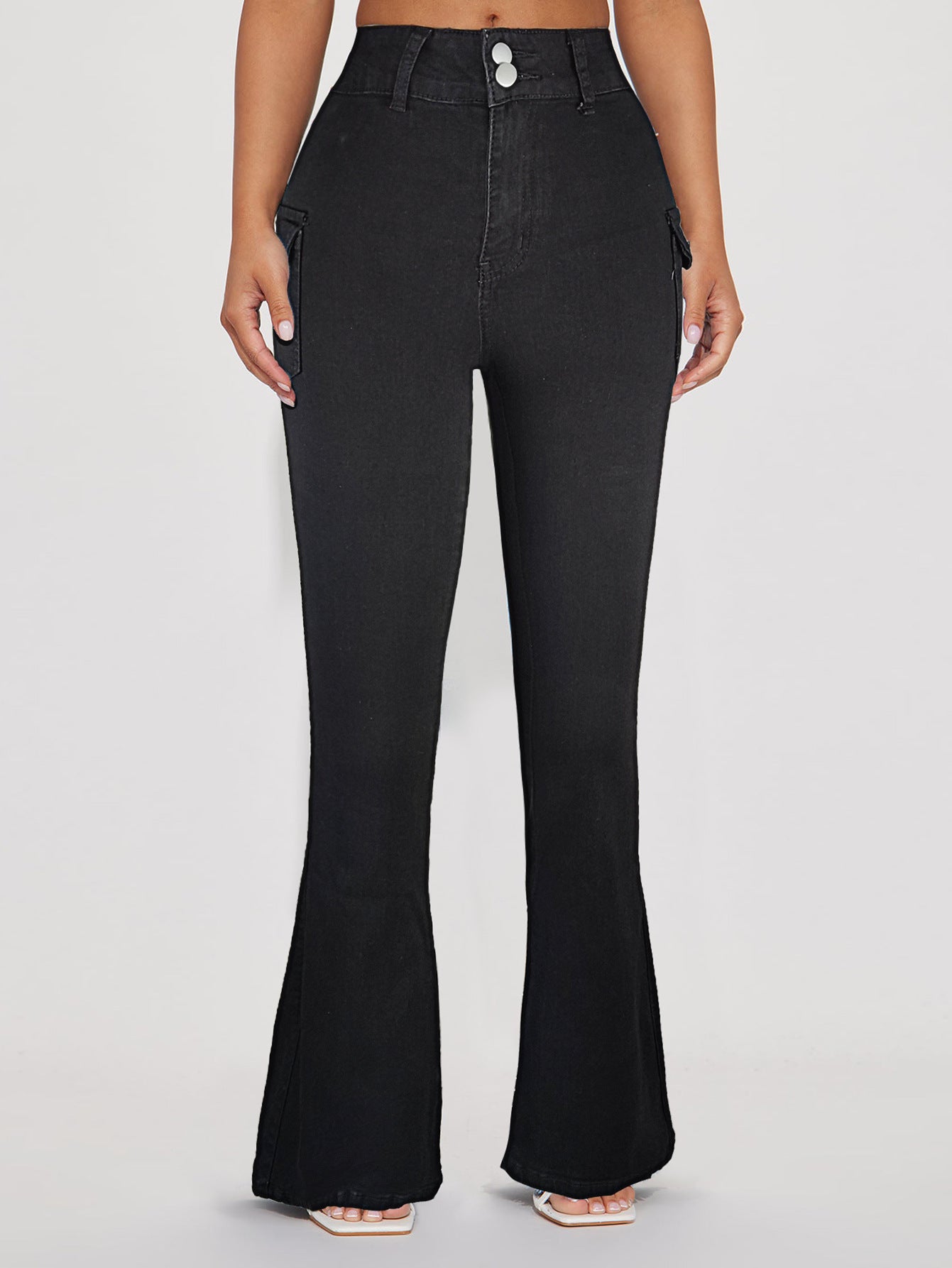 Damen Flared Cargo-Jeans mit hohem Bund und praktischen Taschen Stalluxe