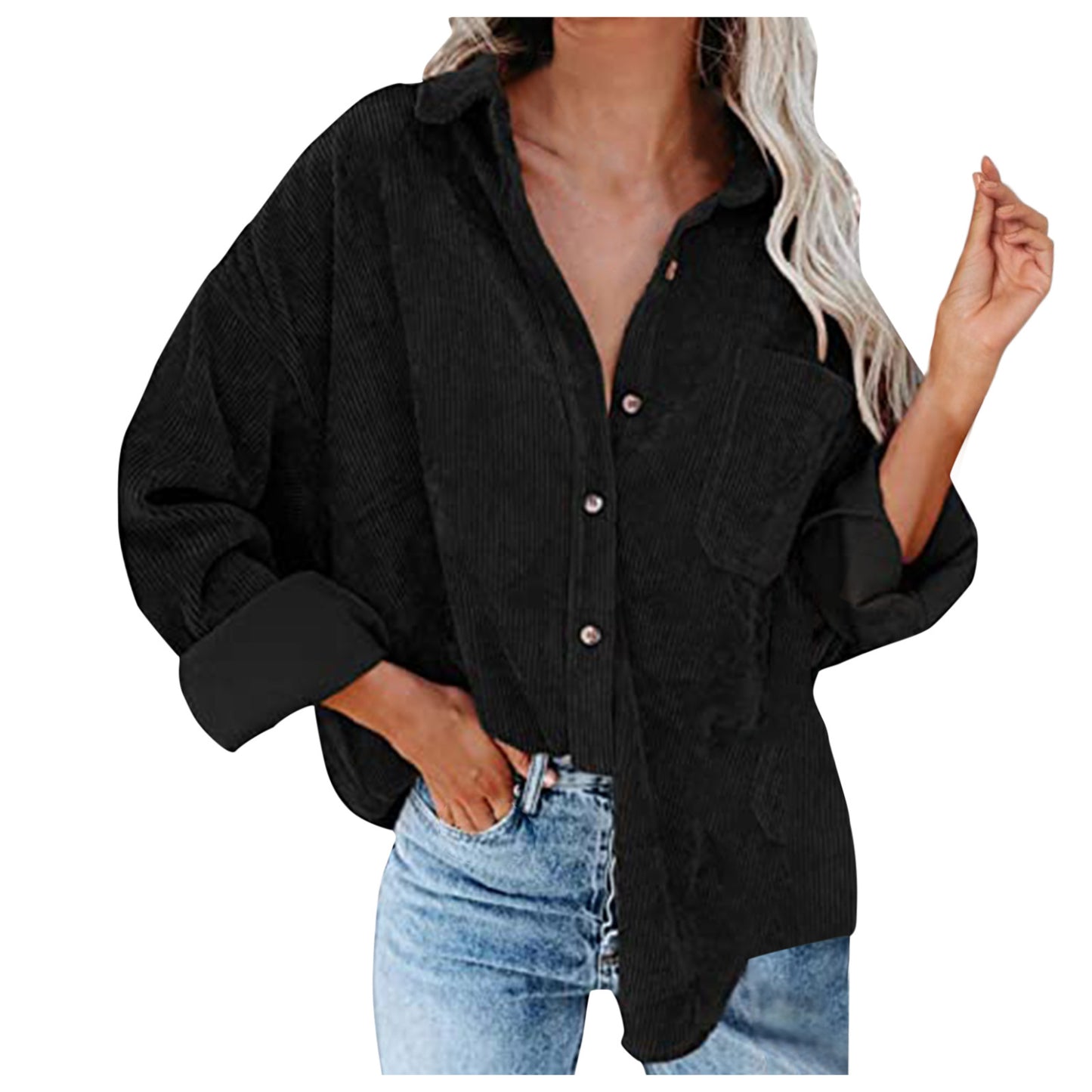 Damen Übergroße Kordbluse Stalluxe