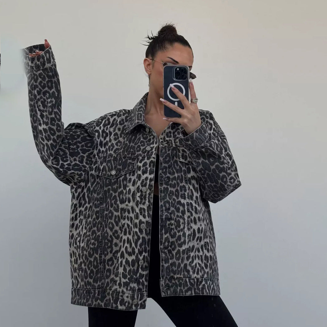 Damen modische Leo-Print Hemdjacke Stalluxe