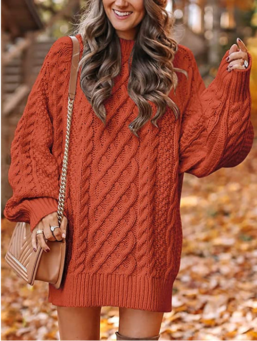 Damen Grober Strickpullover mit voluminösen Ärmeln und dekorativem Zopfmuster Stalluxe