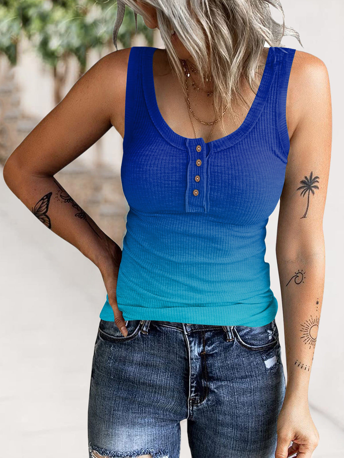 Damen Sportliches Tanktop mit modernem Knopfdetail Stalluxe