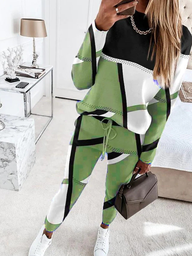 Damen modisches Sportanzug-Set mit grafischem Design Stalluxe
