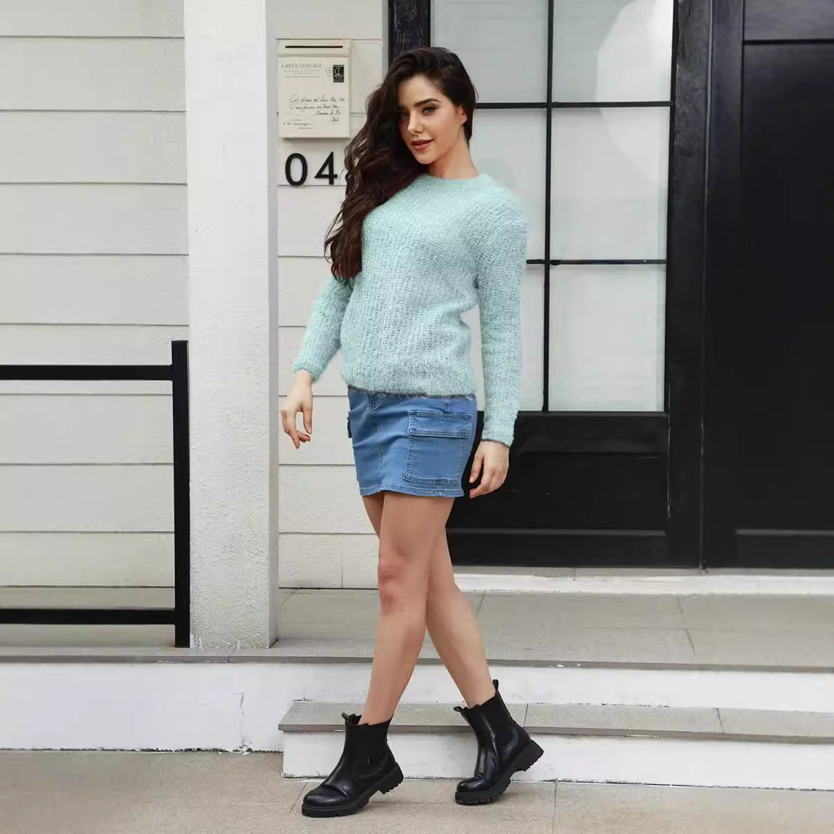Damen luxuriöser Pullover mit weichem Strickmuster Stalluxe