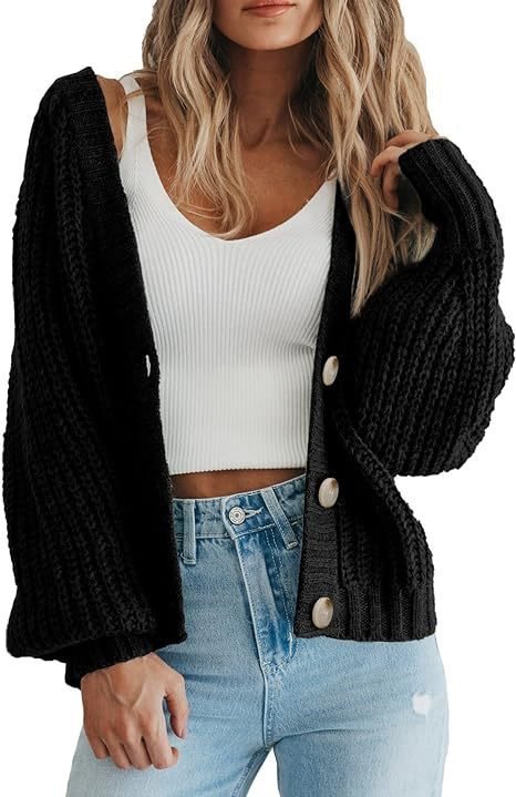 Damen Grobstrick-Cardigan mit Knopfdetails und weitem Schnitt Stalluxe