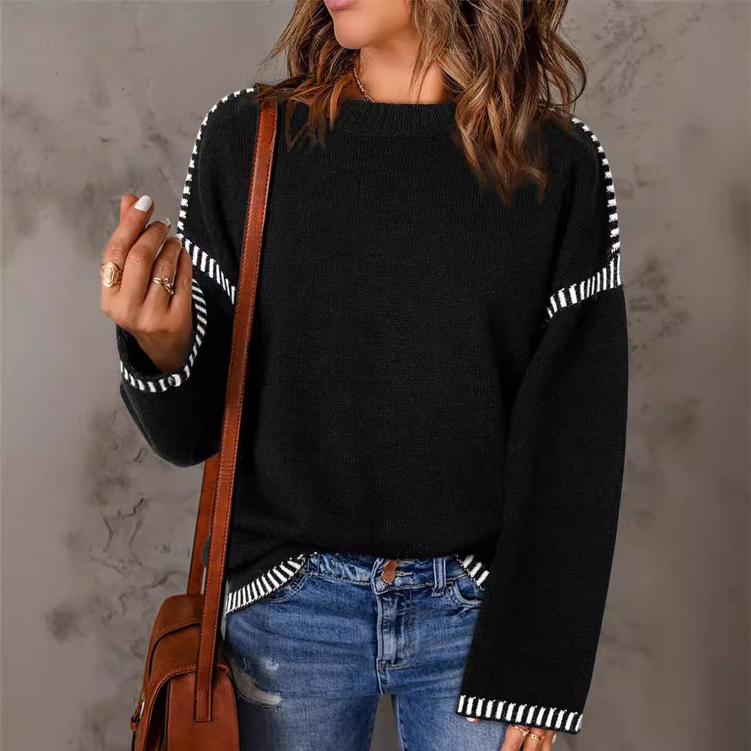 Damen lässiger Pullover mit Streifenakzenten Stalluxe
