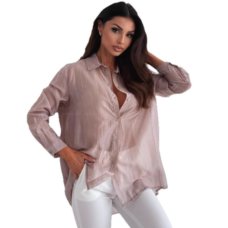 Damen elegante und leicht transparente Bluse Stalluxe