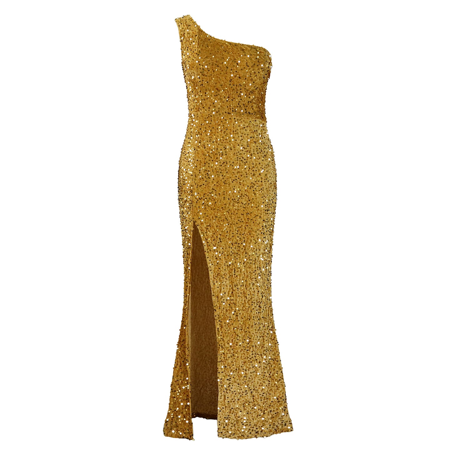 Damen Glitzerndes Abendkleid mit asymmetrischem Ausschnitt Stalluxe