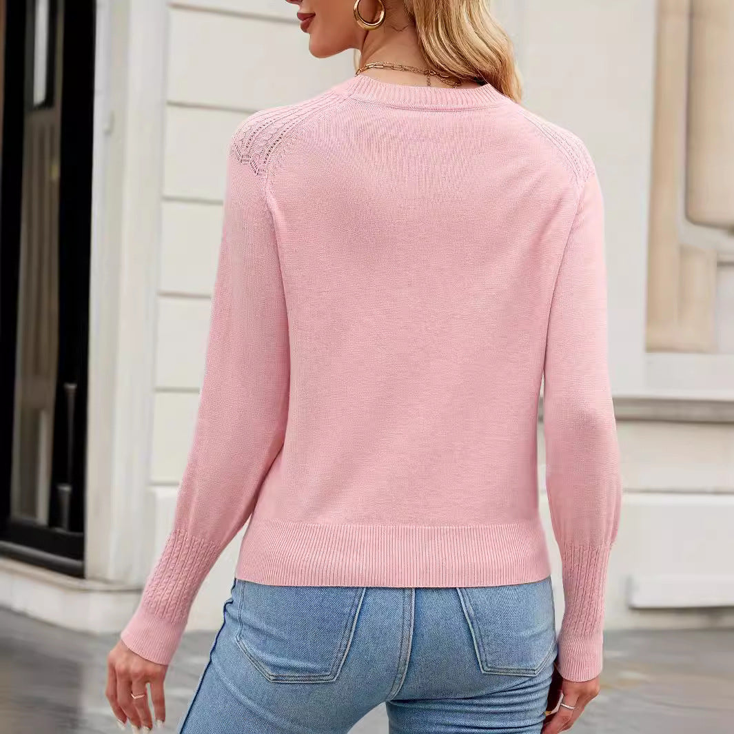 Damen Feiner Strickpullover mit kunstvoller Lochmuster-Detailierung Stalluxe
