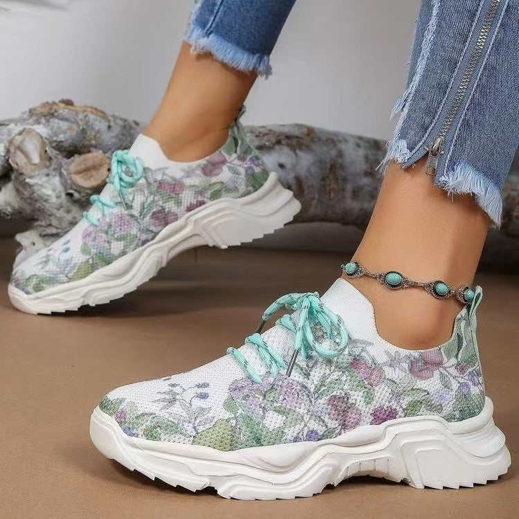 Damen modische Sneakers mit floralem Design und gepolsterter Sohle Stalluxe