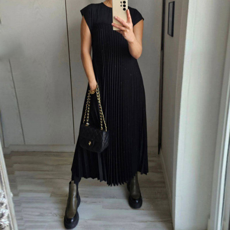 Damen Plissee Maxikleid mit praktischem Taschen und elegantem Schnitt Stalluxe