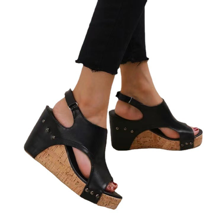Damen Wedge-Sandalen mit modischem Riemendesign und natürlichem Korkfußbett Stalluxe