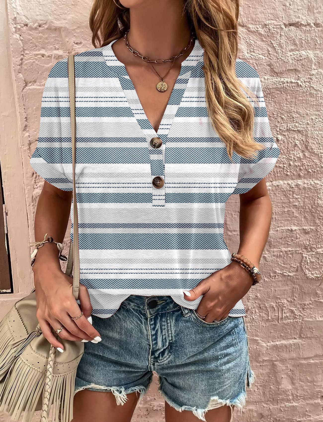 Damen Kurzarm-Bluse Stalluxe