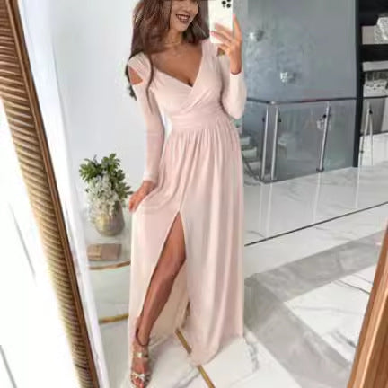 Damen Maxikleid mit eleganten Cut-Outs und hohem Schlitz Stalluxe