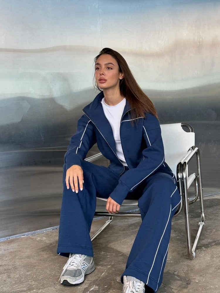 Damen sportliches Freizeitanzug-Set mit stylischem Schnitt und Kontrastnähten Stalluxe