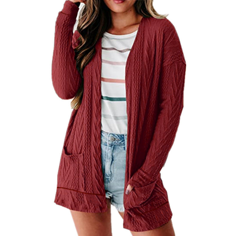 Damen luftige Strickjacke mit Taschen und modernem Design Stalluxe