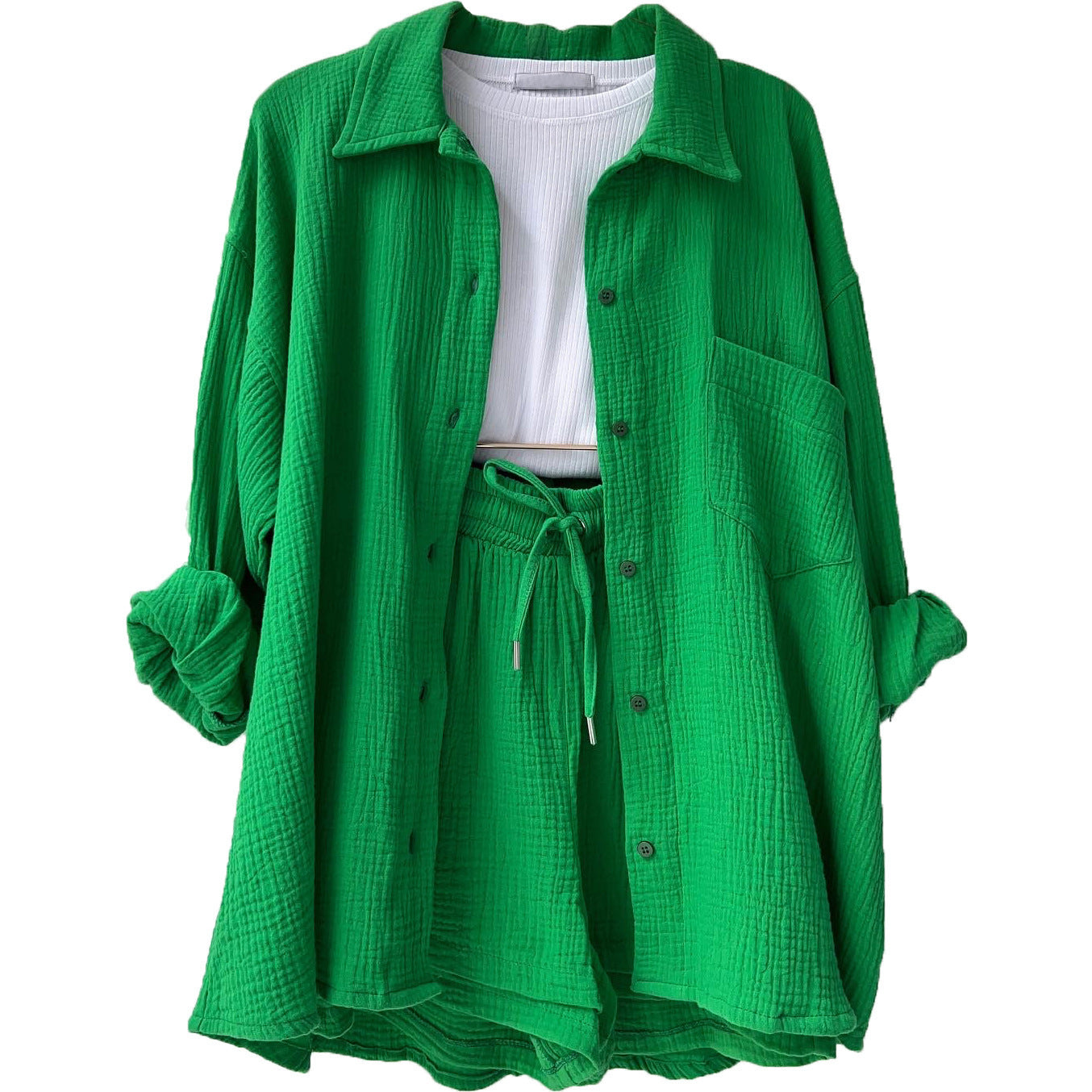 Damen lässiges Set mit oversized Hemd und bequemen Shorts Stalluxe