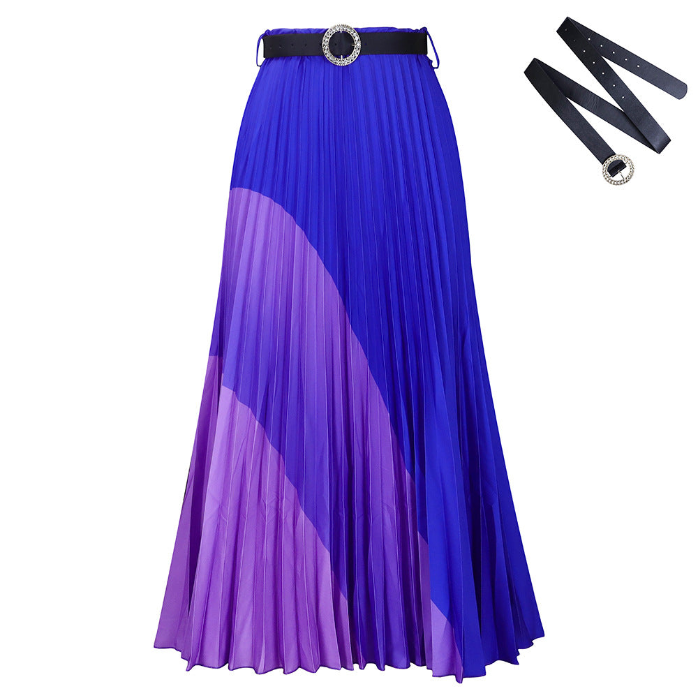 Damen Eleganter Plisseerock mit Gürtel und Farbverlauf Stalluxe