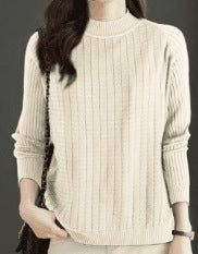 Damen Feinstrickpullover mit attraktivem Rippenmuster und hochgeschlossenem Kragen Stalluxe