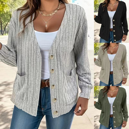 Women's Textured Button-Up Cardigan Stalluxe