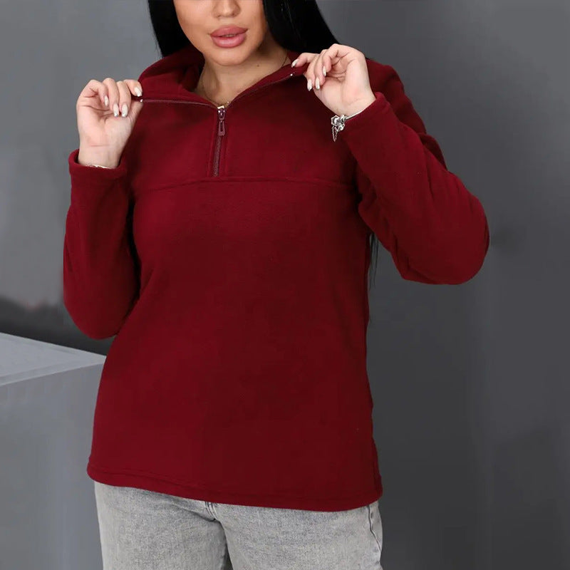 Damen Fleece-Pullover mit Stehkragen und Reißverschluss Stalluxe