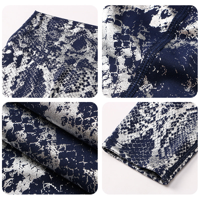 Damen Hoch geschnittene Yogaleggings mit aufregendem Schlangenmuster Stalluxe