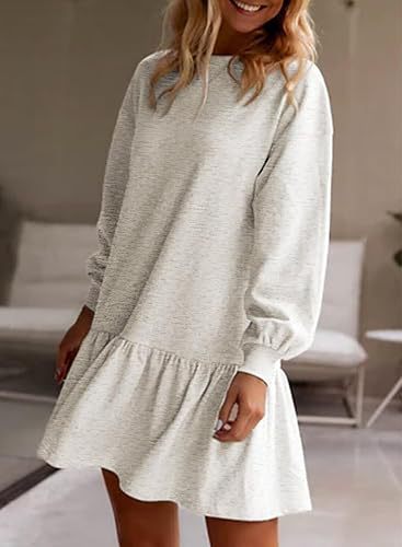 Damen Lässiges Sweatkleid mit voluminösen Ärmeln und Rüschensaum Stalluxe