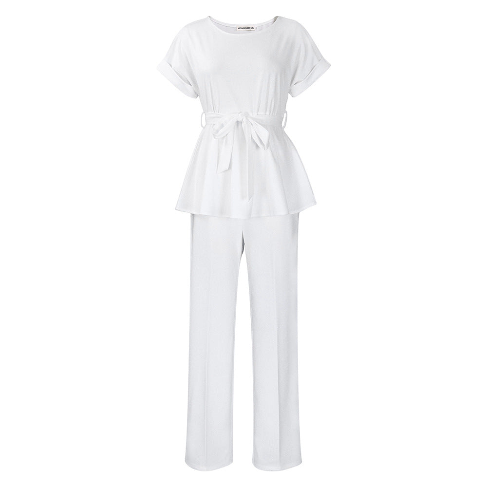 Damen Elegantes Kombination aus Loose-Fit Oberteil und weiten Hosen Stalluxe