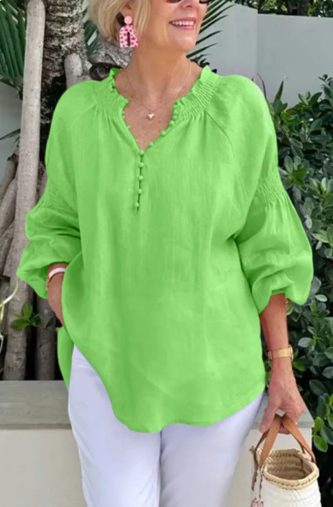 Damen luftige Bluse mit Smock-Ärmeln Stalluxe