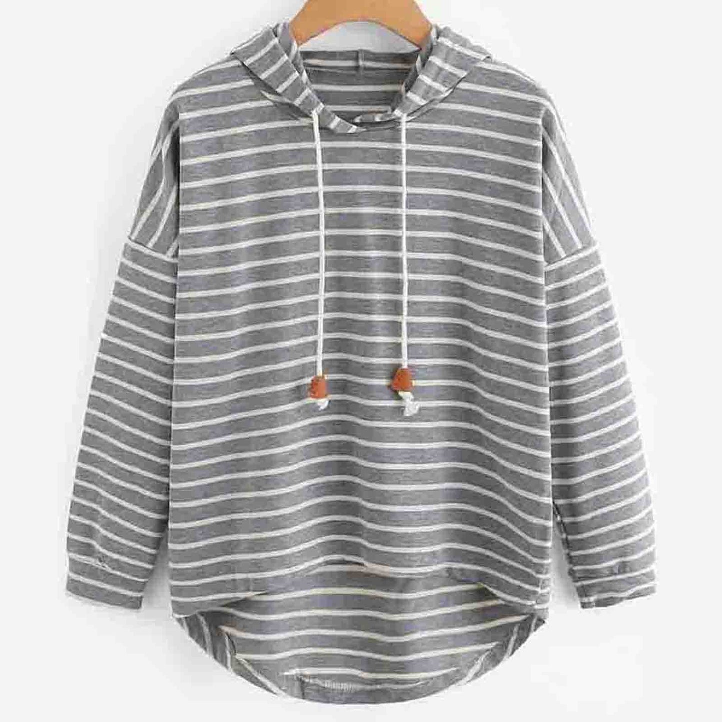 Damen gestreifter Hoodie mit lässigem Schnitt und Kordelzug Stalluxe