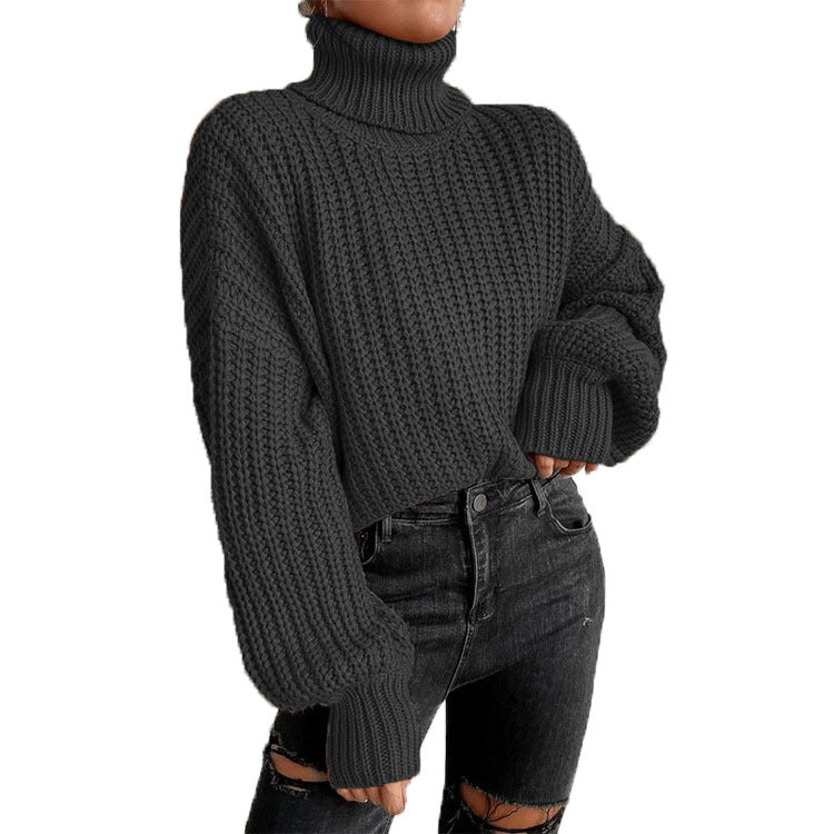 Damen Grobstrickpullover mit hohem Kragen und überschnittenen Schultern Stalluxe