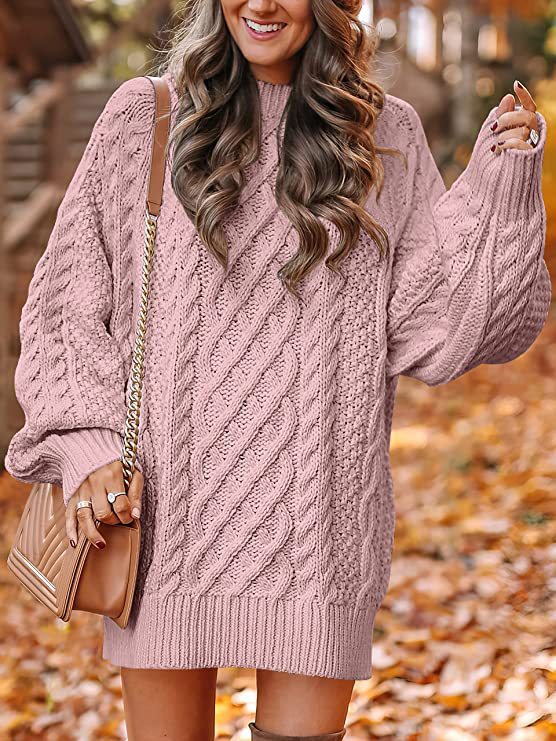 Damen Grober Strickpullover mit voluminösen Ärmeln und dekorativem Zopfmuster Stalluxe