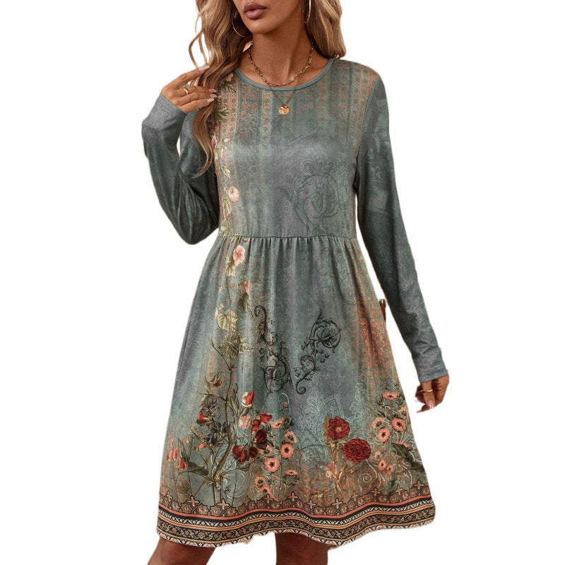 Damen Freizeitkleid mit floralem Design und langen Ärmeln Stalluxe