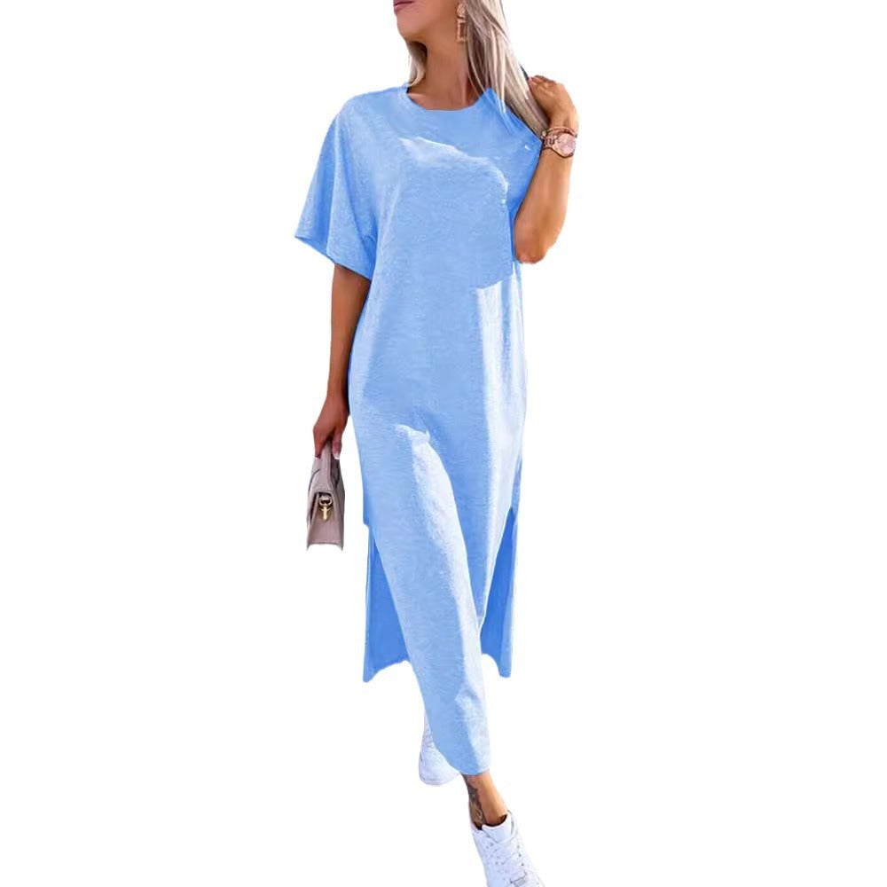 Damen Lässiges Maxi-T-Shirt Kleid mit seitlichem Schlitz und großzügigem Schnitt Stalluxe