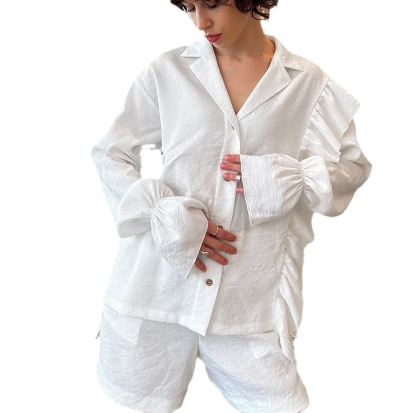 Damen Loungewear Set mit eleganten Rüschendetails Stalluxe