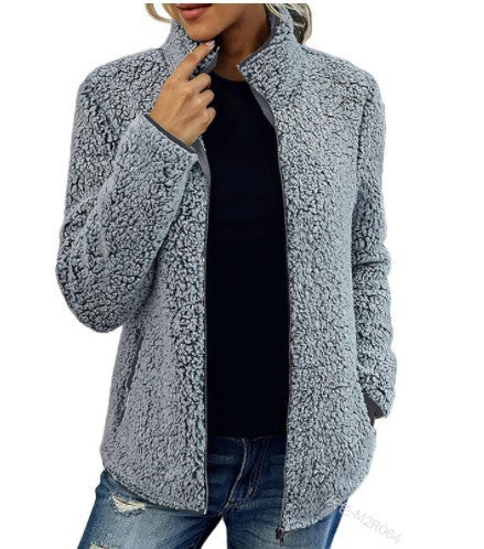 Damen Kuschelige Fleecejacke mit Stehkragen und Seitentaschen Stalluxe