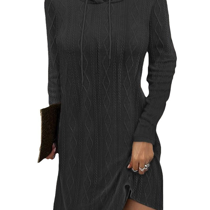 Women's Hooded Knit Sweater Dress Stalluxe