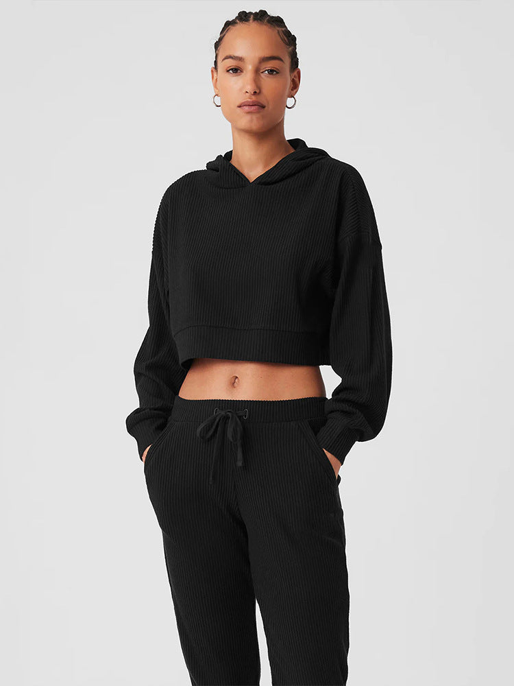 Damen lässiger cropped Hoodie und feine Jogginghose Stalluxe